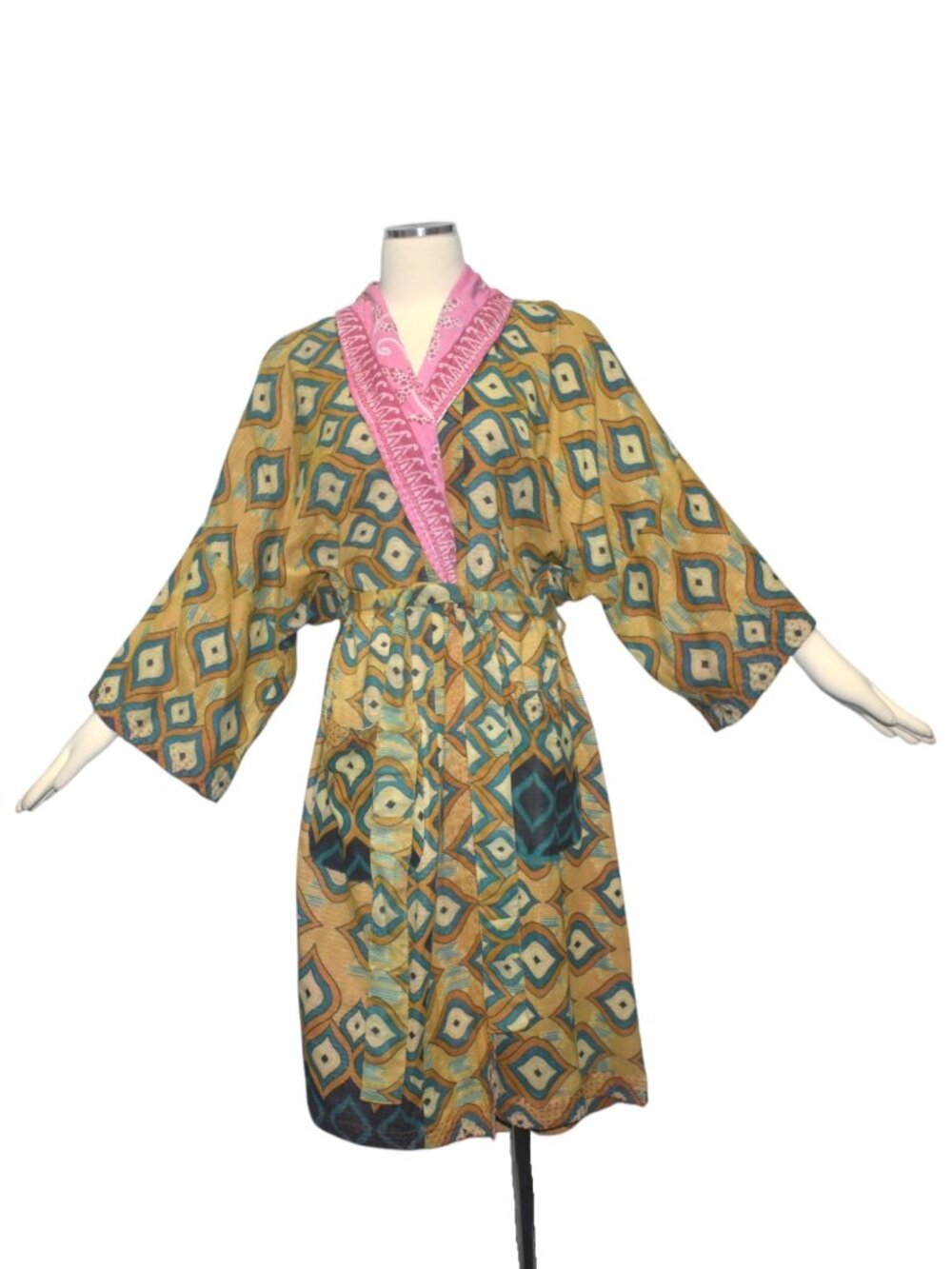 Serrv International India Cotton Kimono Robe Boho Pockets One Size